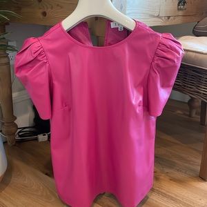 Faux leather pink top